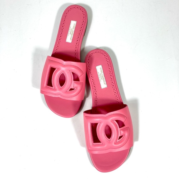 *SOLD* Dolce & Gabbana Bambino Girl's DG Cutout Leather Slide Sandals Pink 36 - Picture 6 of 17